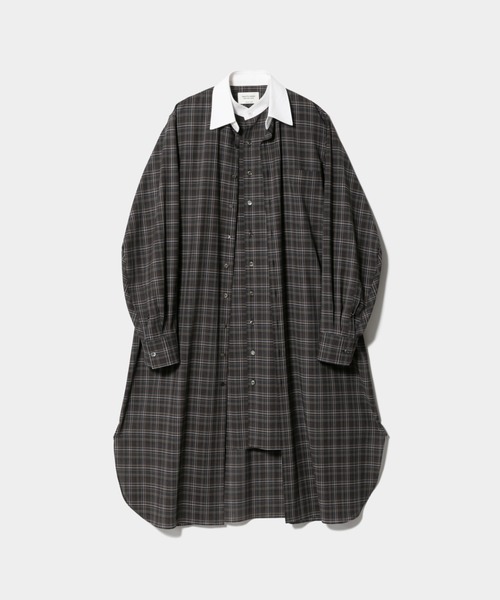 beautiful people(ビューティフルピープル)の「double-front sheerwool check shirtdress(シャツワンピース・レディース・ブラウン・36/34)」の1枚目の写真
