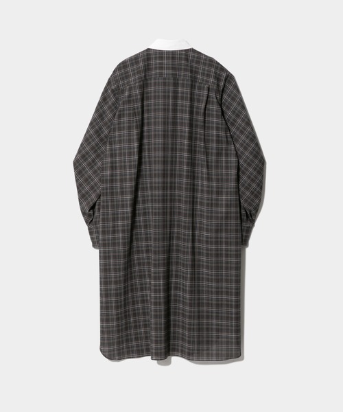 beautiful people(ビューティフルピープル)の「double-front sheerwool check shirtdress(シャツワンピース・レディース・ブラウン・36/34)」の2枚目の写真