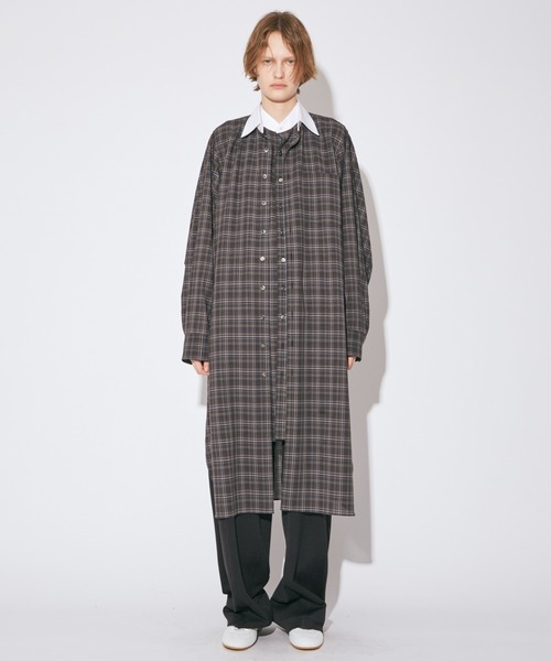 beautiful people(ビューティフルピープル)の「double-front sheerwool check shirtdress(シャツワンピース・レディース・ブラウン・36/34)」の3枚目の写真