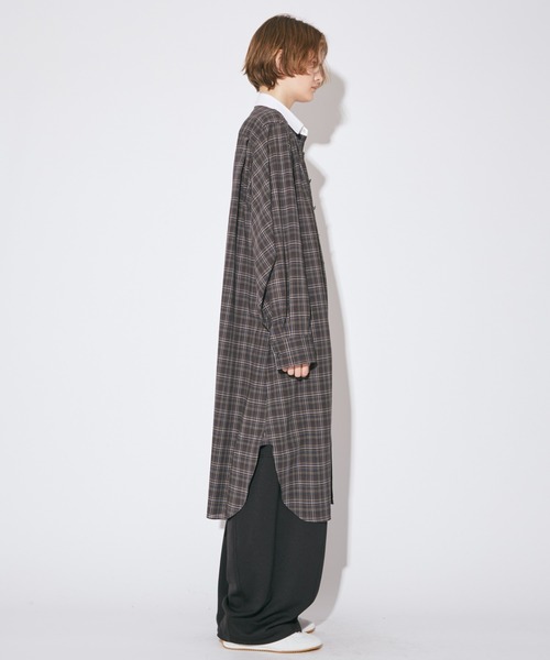beautiful people(ビューティフルピープル)の「double-front sheerwool check shirtdress(シャツワンピース・レディース・ブラウン・36/34)」の4枚目の写真