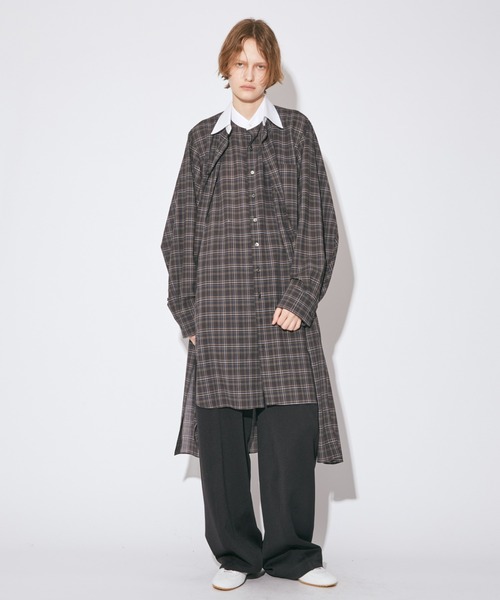 beautiful people(ビューティフルピープル)の「double-front sheerwool check shirtdress(シャツワンピース・レディース・ブラウン・36/34)」の6枚目の写真
