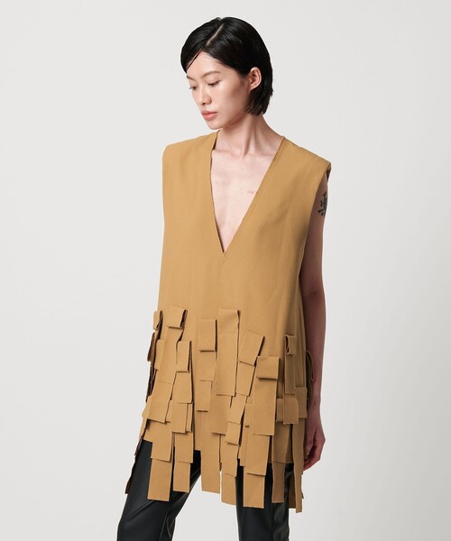 AEWEN MATOPH（イウエン マトフ）の「＜AEWEN MATOPH＞フリンジミニワンピース（ワンピース・レディース・ベージュ/ブラック・FREE）」の9枚目の写真