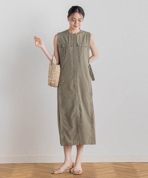 Droite lautreamont（ドロワットロートレアモン）の「麻調リブシャツワンピース≪手洗い可能≫（ワンピース・レディース・ブラック/グリーン・M）」の15枚目の写真