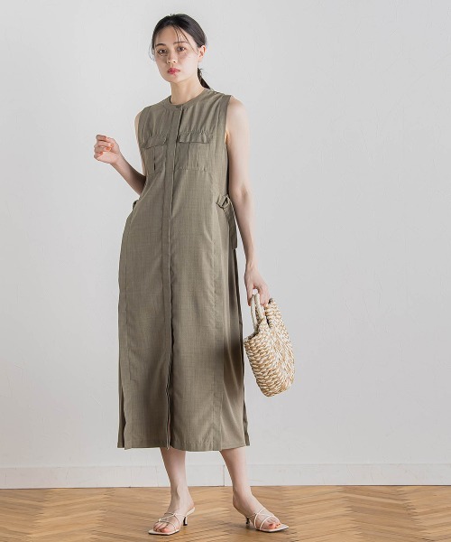 Droite lautreamont（ドロワットロートレアモン）の「麻調リブシャツワンピース≪手洗い可能≫（ワンピース・レディース・ブラック/グリーン・M）」の17枚目の写真