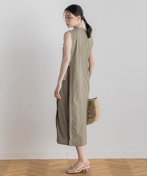 Droite lautreamont（ドロワットロートレアモン）の「麻調リブシャツワンピース≪手洗い可能≫（ワンピース・レディース・ブラック/グリーン・M）」の18枚目の写真