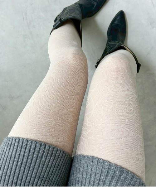 IMARI（イマリ）の「【 IMARI / イマリ 】 ローズ柄 シアー タイツ #（タイツ/ストッキング・レディース・ホワイト/グレー/ブラック・FREE）」の2枚目の写真