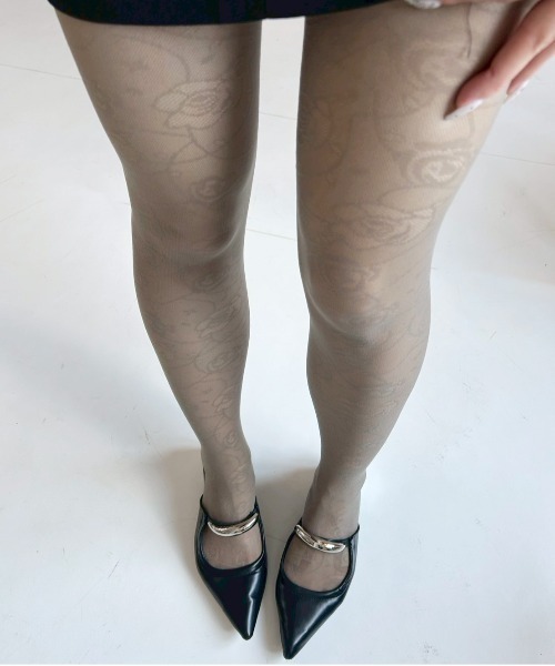 IMARI（イマリ）の「【 IMARI / イマリ 】 ローズ柄 シアー タイツ #（タイツ/ストッキング・レディース・ホワイト/グレー/ブラック・FREE）」の8枚目の写真