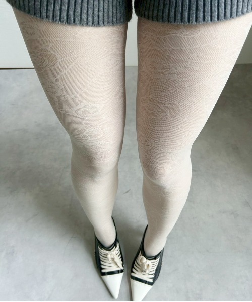 IMARI（イマリ）の「【 IMARI / イマリ 】 ローズ柄 シアー タイツ #（タイツ/ストッキング・レディース・ホワイト/グレー/ブラック・FREE）」の9枚目の写真