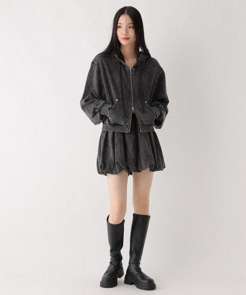 Heather(ヘザー)の「WZIPフーディ 592833(パーカー・レディース・スミクロ/グレー系その他/グレー・FREE)」の4枚目の写真