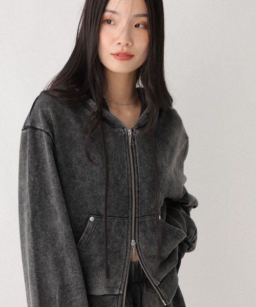 Heather(ヘザー)の「WZIPフーディ 592833(パーカー・レディース・スミクロ/グレー系その他/グレー・FREE)」の7枚目の写真