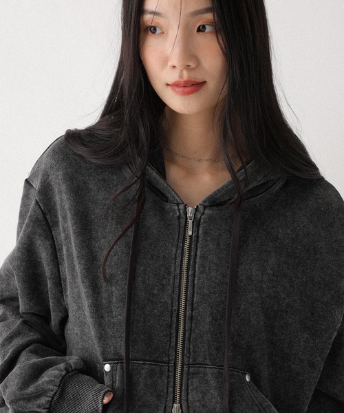 Heather(ヘザー)の「WZIPフーディ 592833(パーカー・レディース・スミクロ/グレー系その他/グレー・FREE)」の8枚目の写真