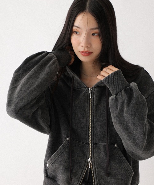 Heather(ヘザー)の「WZIPフーディ 592833(パーカー・レディース・スミクロ/グレー系その他/グレー・FREE)」の9枚目の写真