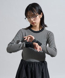 <新色追加>ウォッシャブル 配色レイヤードニット/洗えるニット