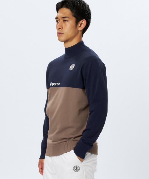 and per se(アンパスィ)の「ウインドシャッター袖防風ハイネックセーター(メンズ)(ニット/セーター・メンズ・ネイビー/スカイブルー/ホワイト・LL/L/M)」の5枚目の写真