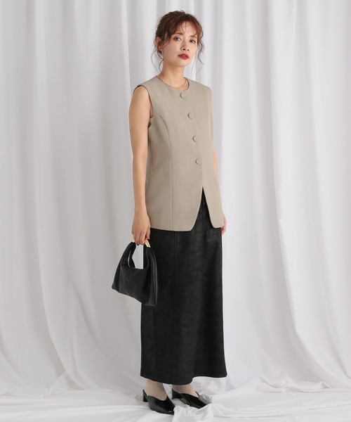 mysty woman（ミスティウーマン）の「ヌバックライクナロースカート  582502（スカート・レディース・ブラウン/ブラック・SMALL/MEDIUM）」の6枚目の写真