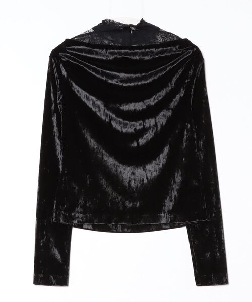 JOHN LAWRENCE SULLIVAN（ジョンローレンスサリバン）の「CRUSHED VELOUR GATHERED TOP（Tシャツ/カットソー・レディース・ブラック・ONE SIZE）」の4枚目の写真