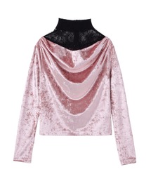 JOHN LAWRENCE SULLIVAN | CRUSHED VELOUR GATHERED TOP(Tシャツ/カットソー)