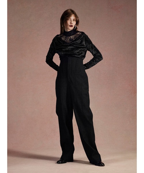 JOHN LAWRENCE SULLIVAN（ジョンローレンスサリバン）の「CRUSHED VELOUR GATHERED TOP（Tシャツ/カットソー・レディース・ブラック・ONE SIZE）」の2枚目の写真