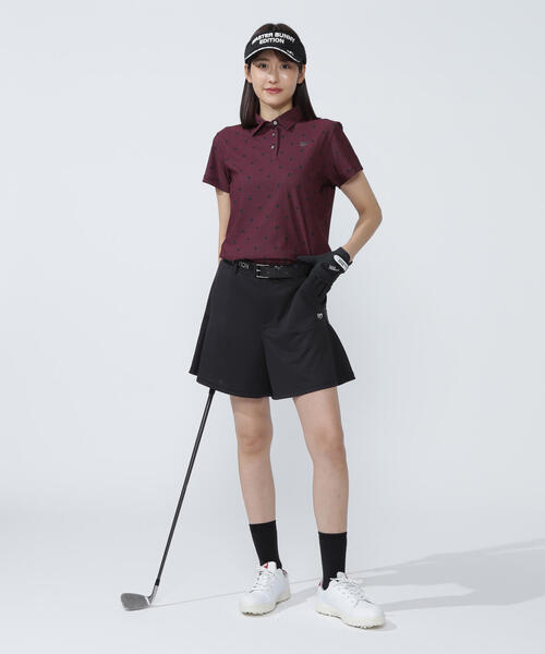 MASTER BUNNY EDITION(マスターバニーエディション)の「【MASTER BUNNY EDITION】メッシュトリコットプリント半袖ポロシャツ(ポロシャツ・レディース・ホワイト/カーキ・LARGE/MEDIUM)」の3枚目の写真