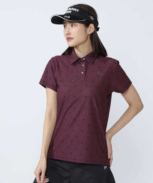 MASTER BUNNY EDITION(マスターバニーエディション)の「【MASTER BUNNY EDITION】メッシュトリコットプリント半袖ポロシャツ(ポロシャツ・レディース・ホワイト/カーキ・LARGE/MEDIUM)」の4枚目の写真