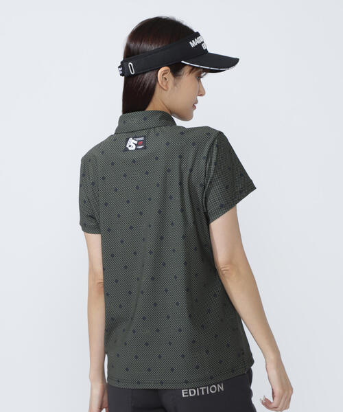 MASTER BUNNY EDITION(マスターバニーエディション)の「【MASTER BUNNY EDITION】メッシュトリコットプリント半袖ポロシャツ(ポロシャツ・レディース・ホワイト/カーキ・LARGE/MEDIUM)」の15枚目の写真