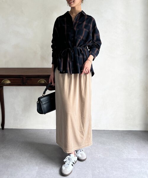 Chez toi（シェトワ）の「ウエスト絞りチェックシャツ（シャツ/ブラウス・レディース・ホワイト/ネイビー/イエロー・FREE）」の21枚目の写真