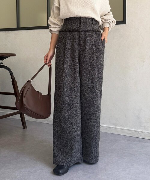 Thevon（ゼボン）の「ツイード切替フリンジタックパンツ（その他パンツ・レディース・ブラウン/アイボリー/ブラック・FREE）」の12枚目の写真