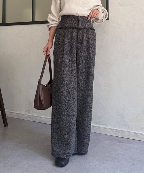 Thevon（ゼボン）の「ツイード切替フリンジタックパンツ（その他パンツ・レディース・ブラウン/アイボリー/ブラック・FREE）」の13枚目の写真