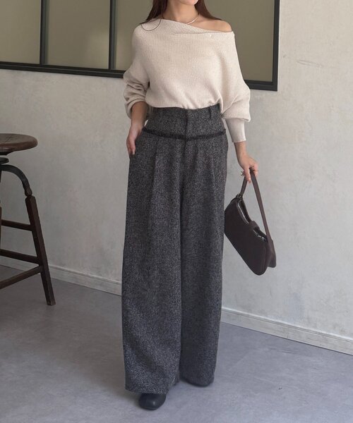 Thevon（ゼボン）の「ツイード切替フリンジタックパンツ（その他パンツ・レディース・ブラウン/アイボリー/ブラック・FREE）」の17枚目の写真