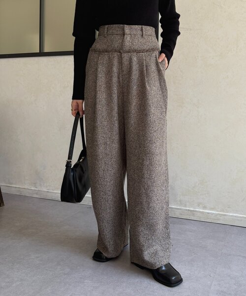 Thevon（ゼボン）の「ツイード切替フリンジタックパンツ（その他パンツ・レディース・ブラウン/アイボリー/ブラック・FREE）」の21枚目の写真