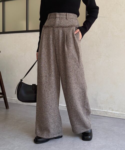 Thevon（ゼボン）の「ツイード切替フリンジタックパンツ（その他パンツ・レディース・ブラウン/アイボリー/ブラック・FREE）」の22枚目の写真