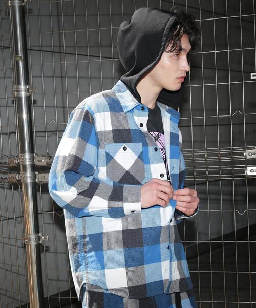 MANASTASH(マナスタッシュ)の「MANASTASH/マナスタッシュ/FLANNEL HOODED SHIRT(シャツ/ブラウス・メンズ・ブルー/モスグリーン・M/S/XL/L)」の12枚目の写真