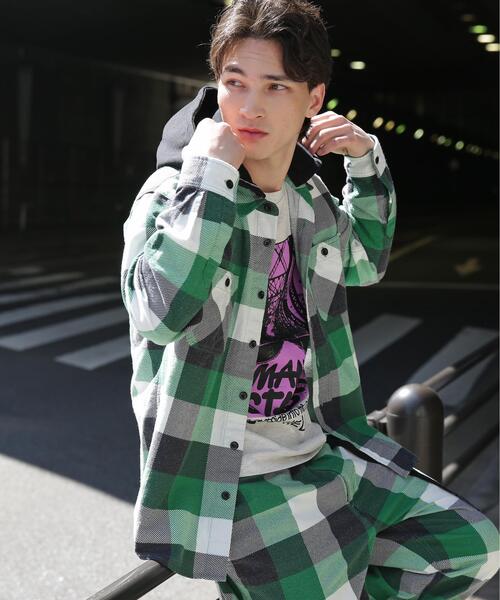 MANASTASH(マナスタッシュ)の「MANASTASH/マナスタッシュ/FLANNEL HOODED SHIRT(シャツ/ブラウス・メンズ・ブルー/モスグリーン・M/S/XL/L)」の8枚目の写真