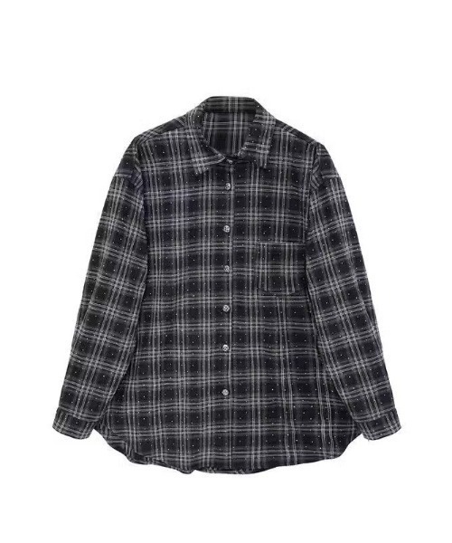 ViViDAY（ビビデー）の「キラキラスートンチェック柄シャツ（シャツ/ブラウス・レディース・ブラック/ホワイト・M）」の12枚目の写真