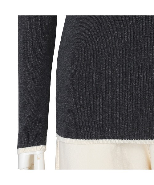 KID BLUE（キッドブルー）の「キッドブルー -２５コットンリブ -長袖トップス -KRCN535 -kidblue（ニット/セーター・レディース・アイボリー/チャコールグレー・M）」の6枚目の写真