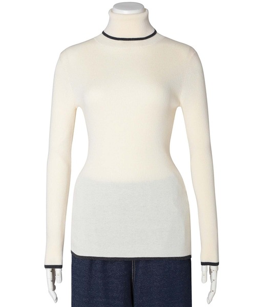 KID BLUE（キッドブルー）の「キッドブルー -２５コットンリブ -長袖トップス -KRCN535 -kidblue（ニット/セーター・レディース・アイボリー/チャコールグレー・M）」の10枚目の写真