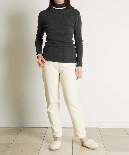 KID BLUE（キッドブルー）の「キッドブルー -２５コットンリブ -長袖トップス -KRCN535 -kidblue（ニット/セーター・レディース・アイボリー/チャコールグレー・M）」の8枚目の写真