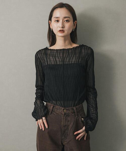 SENSE OF PLACE by URBAN RESEARCH（センスオブプレイスバイアーバンリサーチ）の「ウェーブパターンジャガードトップ（Tシャツ/カットソー・レディース・ブラウン/ブラック/アイボリー・ONE）」の10枚目の写真