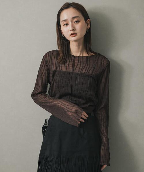 SENSE OF PLACE by URBAN RESEARCH（センスオブプレイスバイアーバンリサーチ）の「ウェーブパターンジャガードトップ（Tシャツ/カットソー・レディース・ブラウン/ブラック/アイボリー・ONE）」の17枚目の写真