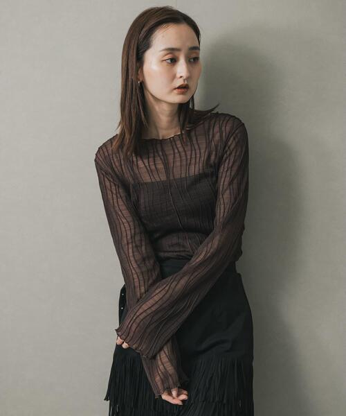 SENSE OF PLACE by URBAN RESEARCH（センスオブプレイスバイアーバンリサーチ）の「ウェーブパターンジャガードトップ（Tシャツ/カットソー・レディース・ブラウン/ブラック/アイボリー・ONE）」の18枚目の写真