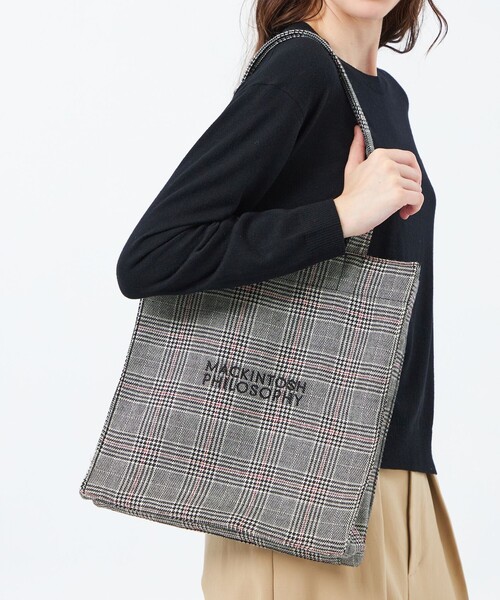 MACKINTOSH PHILOSOPHY（ﾏｯｷﾝﾄｯｼｭ ﾌｨﾛｿﾌｨｰ）の「チェックツイードロゴトート（トートバッグ・レディース・ブラウン/グレー系その他2・FREE）」の3枚目の写真