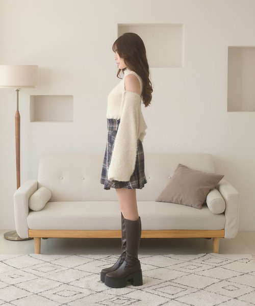 Ambre Neige(アンブルネージュ)の「plaid pattern flare mini skirt / チェックフレアミニスカート(スカート・レディース・ブラック/レッド系その他/ネイビー・FREE)」の21枚目の写真