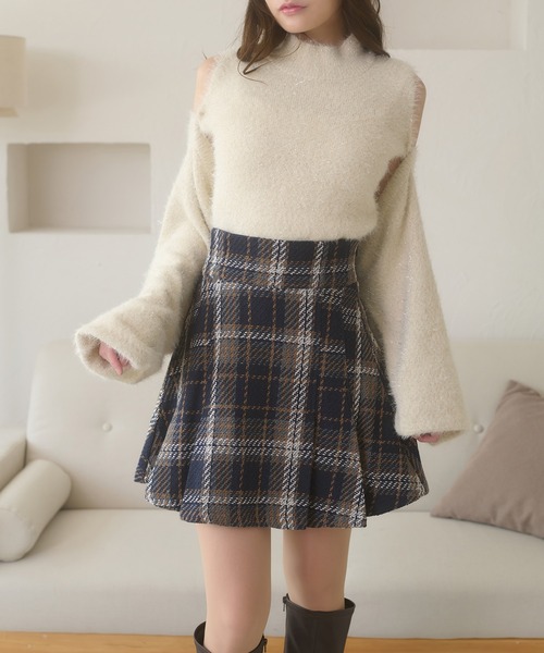セール】plaid pattern flare mini skirt / チェックフレアミニ