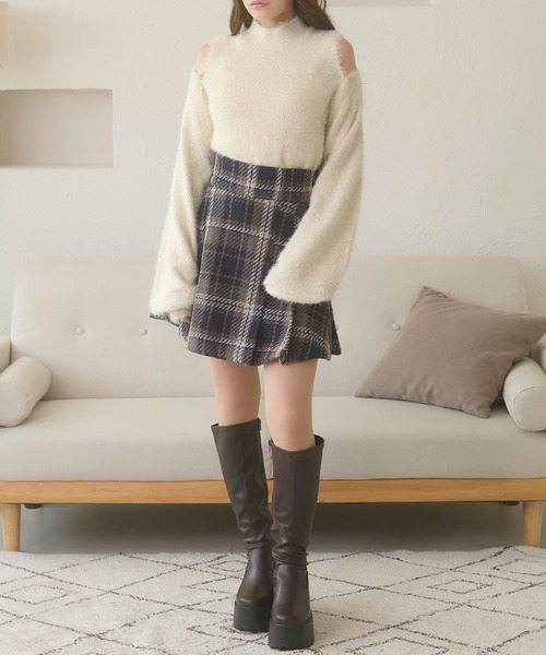 Ambre Neige(アンブルネージュ)の「plaid pattern flare mini skirt / チェックフレアミニスカート(スカート・レディース・ブラック/レッド系その他/ネイビー・FREE)」の19枚目の写真
