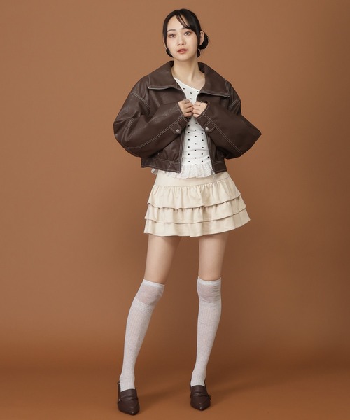 3.3 Field Trip （3.3フィールドトリップ）の「3.3 Field Trip／フェイクスウェードフリルスカート（スカート・レディース・アイボリー/ブラウン・FREE）」の11枚目の写真