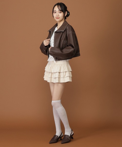 3.3 Field Trip （3.3フィールドトリップ）の「3.3 Field Trip／フェイクスウェードフリルスカート（スカート・レディース・アイボリー/ブラウン・FREE）」の10枚目の写真