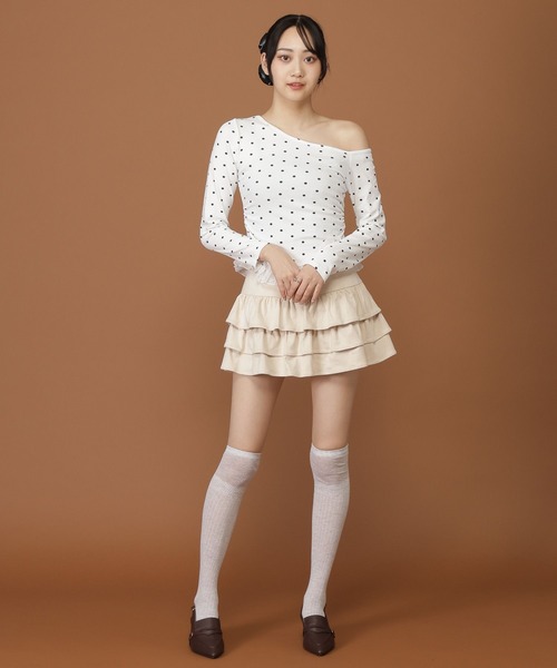 3.3 Field Trip （3.3フィールドトリップ）の「3.3 Field Trip／フェイクスウェードフリルスカート（スカート・レディース・アイボリー/ブラウン・FREE）」の12枚目の写真
