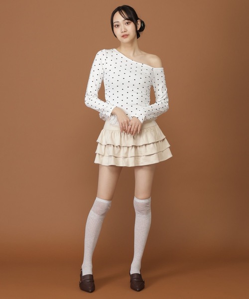 3.3 Field Trip （3.3フィールドトリップ）の「3.3 Field Trip／フェイクスウェードフリルスカート（スカート・レディース・アイボリー/ブラウン・FREE）」の13枚目の写真