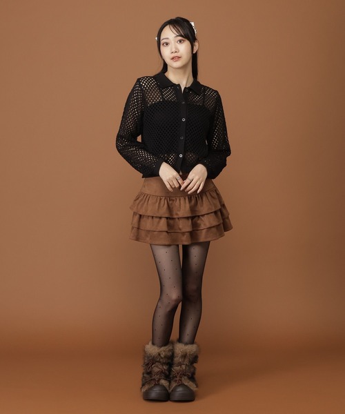 3.3 Field Trip （3.3フィールドトリップ）の「3.3 Field Trip／フェイクスウェードフリルスカート（スカート・レディース・アイボリー/ブラウン・FREE）」の19枚目の写真