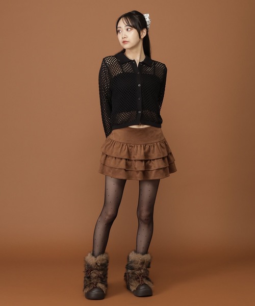 3.3 Field Trip （3.3フィールドトリップ）の「3.3 Field Trip／フェイクスウェードフリルスカート（スカート・レディース・アイボリー/ブラウン・FREE）」の18枚目の写真